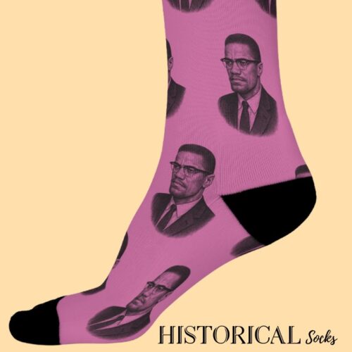 Malcolm X pink socks close up