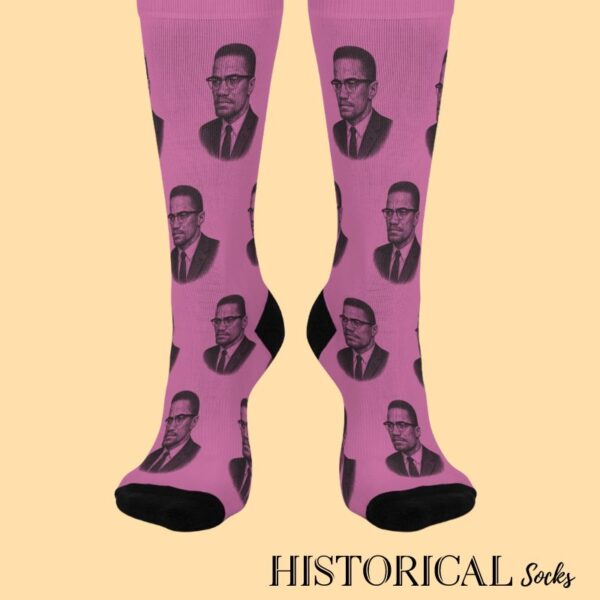 Front facing Malcolm X socks in pink