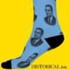 Blue socks featuring Malcolm X’s portrait, a perfect gift for activists and history buffs.