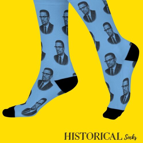 Malcolm X Socks Blue from the side