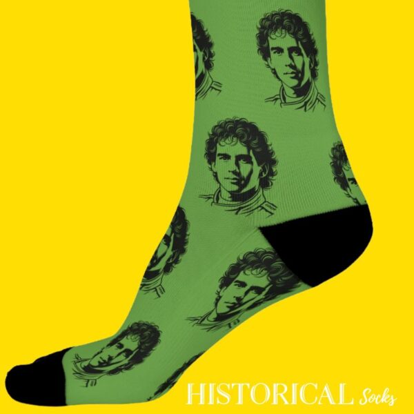 Ayrton Senna green socks close up