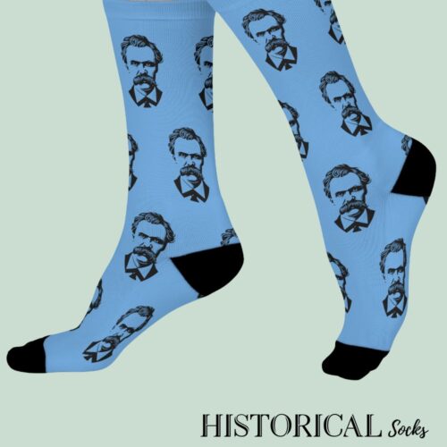 Friedrich Nietzsche Socks Blue
