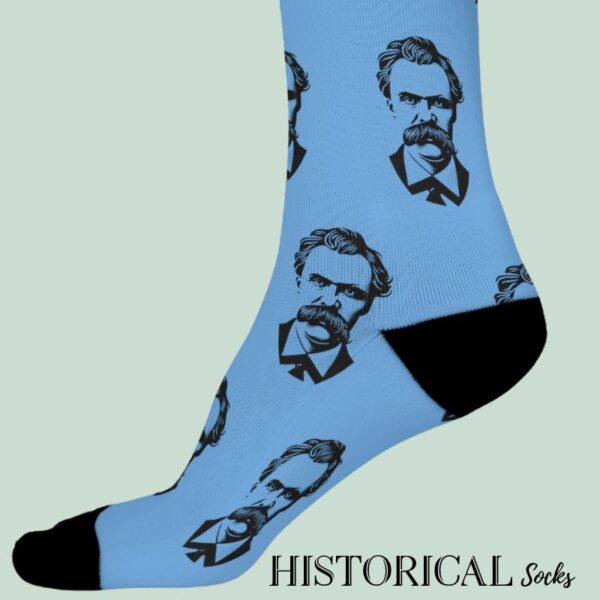 Friedrich Nietzsche Socks Blue-close-up