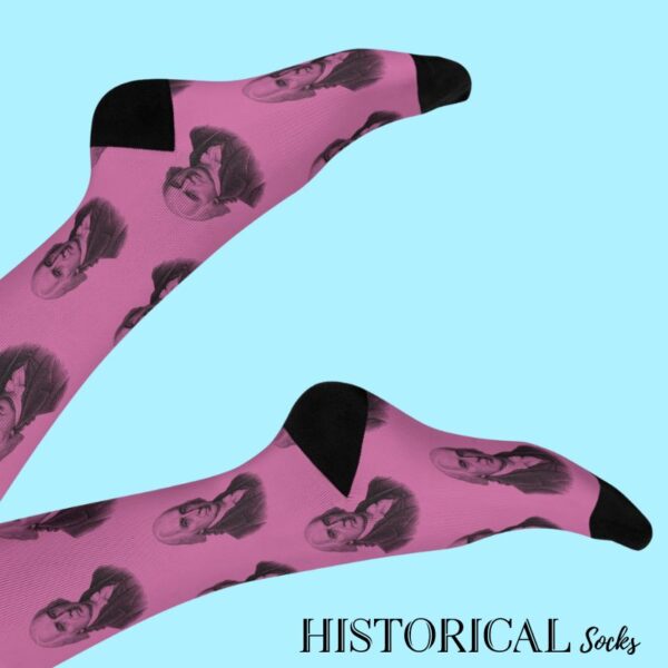 Side view of pink James Madison socks