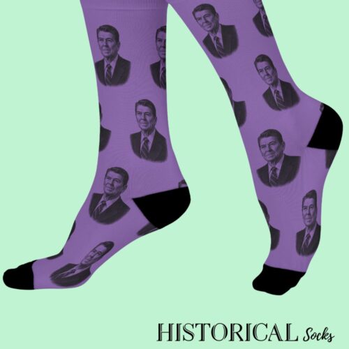 Ronald Reagan Socks Purple