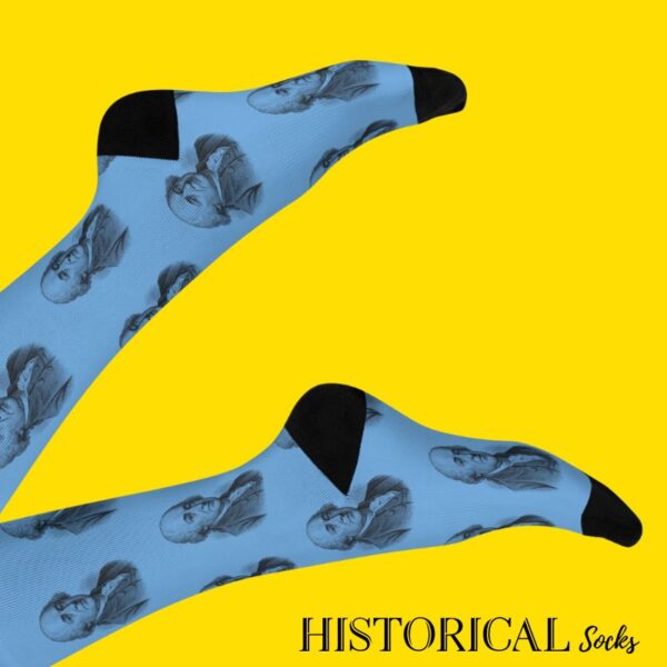 John Adams socks in blue from the side