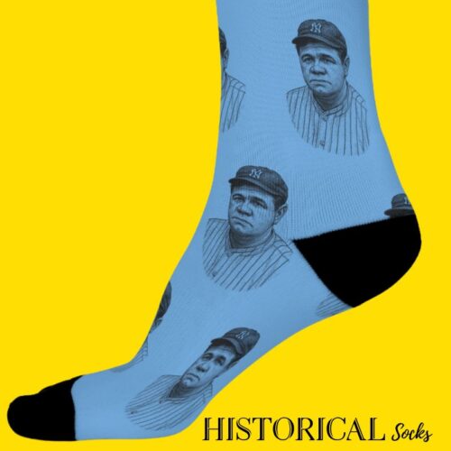 Babe Ruth socks blue close up