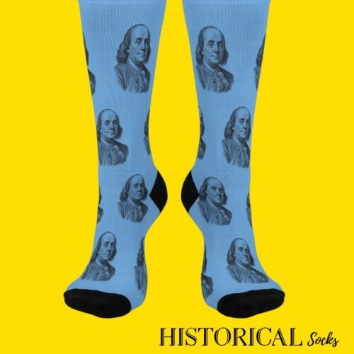 Blue unisex Benjamin Franklin socks