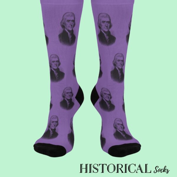 Front facing Thomas Jefferson socks