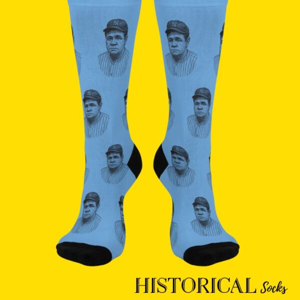 Blue front facing Babe Ruth socks
