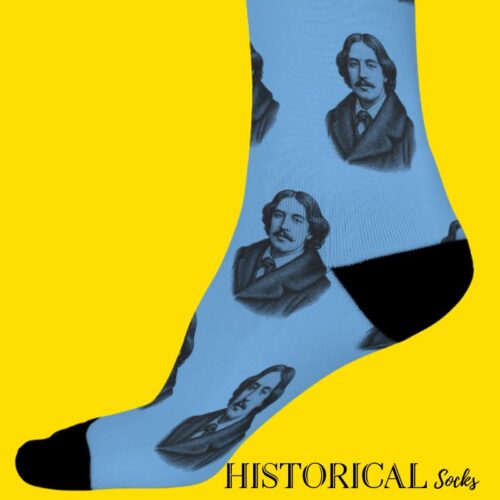 Close up blue sock Oscar Wilde prints