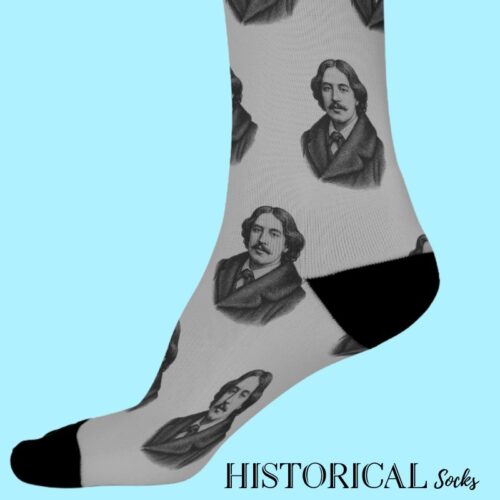 Oscar Wilde socks close up in gray