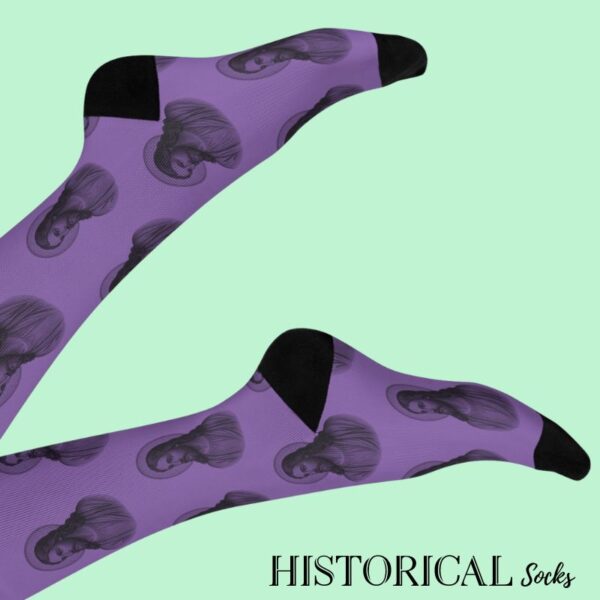 Religious socks in purple