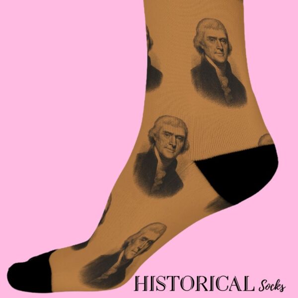 Brown Thomas Jefferson socks close up