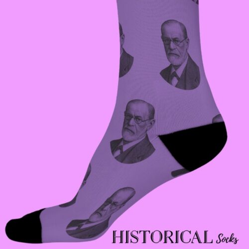 Sigmund Freud socks in purple