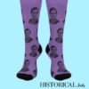 Front view of Rosa Parks Socks in purple, showing full portrait placement and black heel/toe contrast.