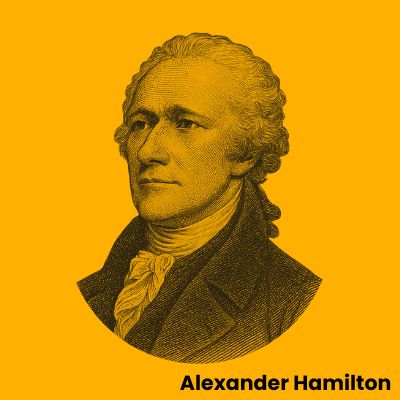 Engraved portrait of Alexander Hamilton for historical socks collection