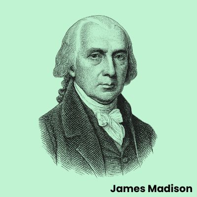 Engraved portrait of James Madison for historical socks collection