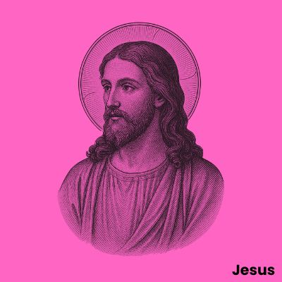 Engraved portrait of Jesus for historical socks collection