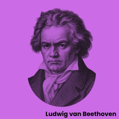 Engraved portrait of Ludwig van Beethoven for historical socks collection