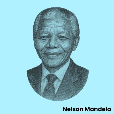 Engraved portrait of Nelson Mandela for historical socks collection
